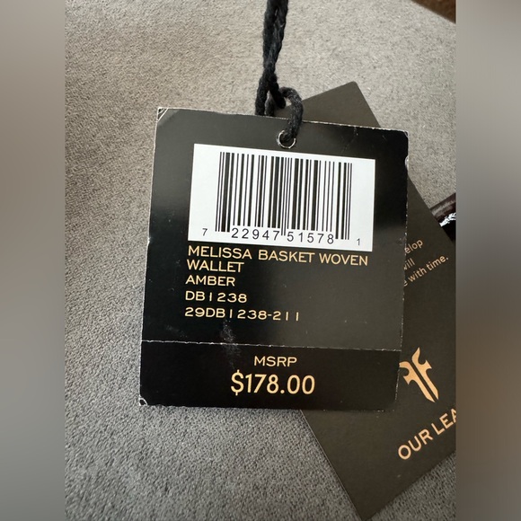 NWT Frye Long Basket Woven Amber Leather Wallet - Picture 6 of 12